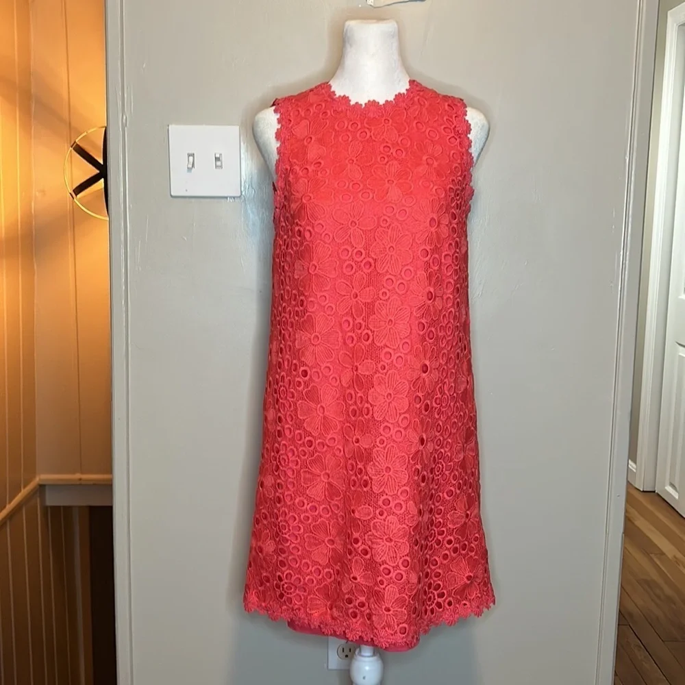 Kate Spade Coral Salmon Lace Shore Thing Shift Dress Size 2